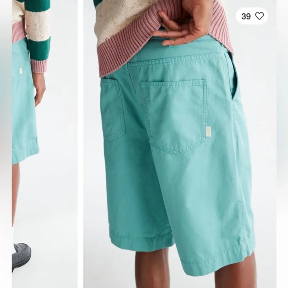 Urban Outfitters Washed Oversized Fit Chino Short New Slate Aqua Turquoise Small